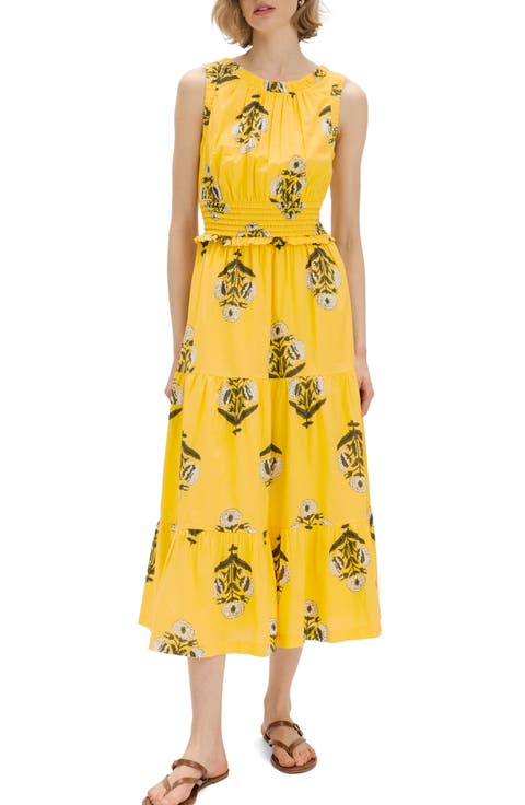 Floral Pintuck Midi Dress