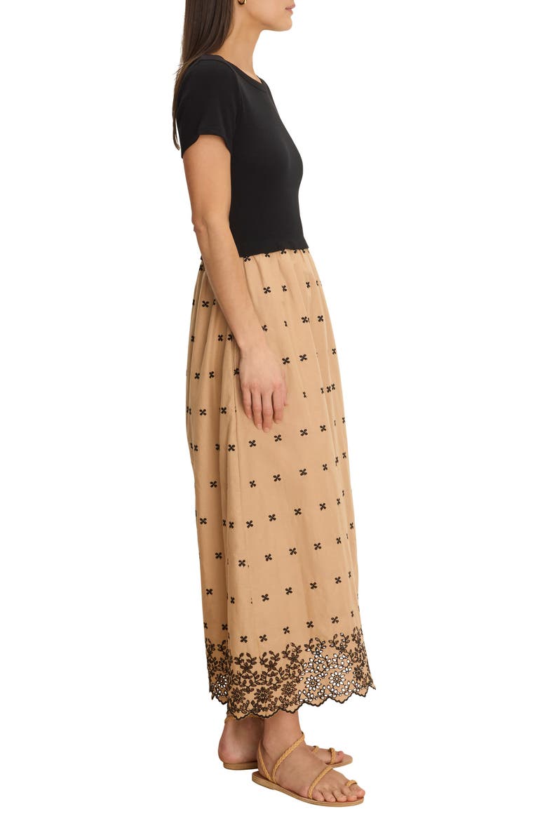 Hazel Mixed Media Embroidered Cotton Blend Dress, Alternate, color, NEUTRAL MULTI