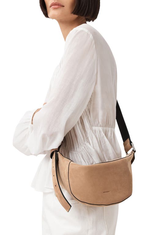 Allsaints Luna Suede Crossbody Bag In Brown