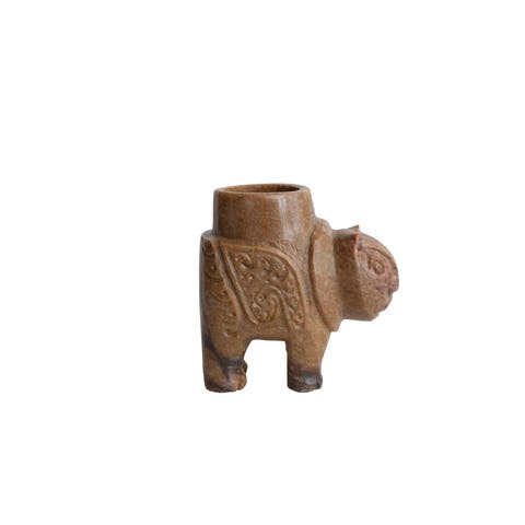 Global Carved Soapstone Animal Tealight Candle Holder