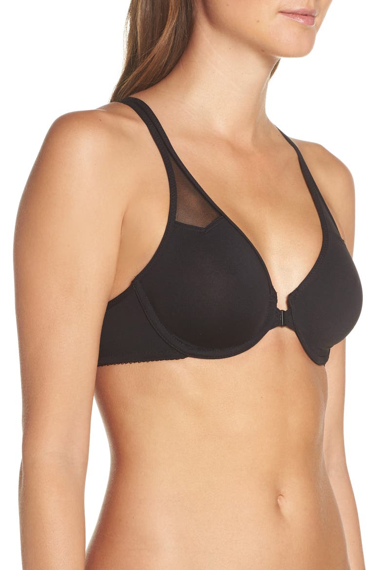 Body By Seamless Front Close Racerback Underwire Bra, Alternate, color, BLACK