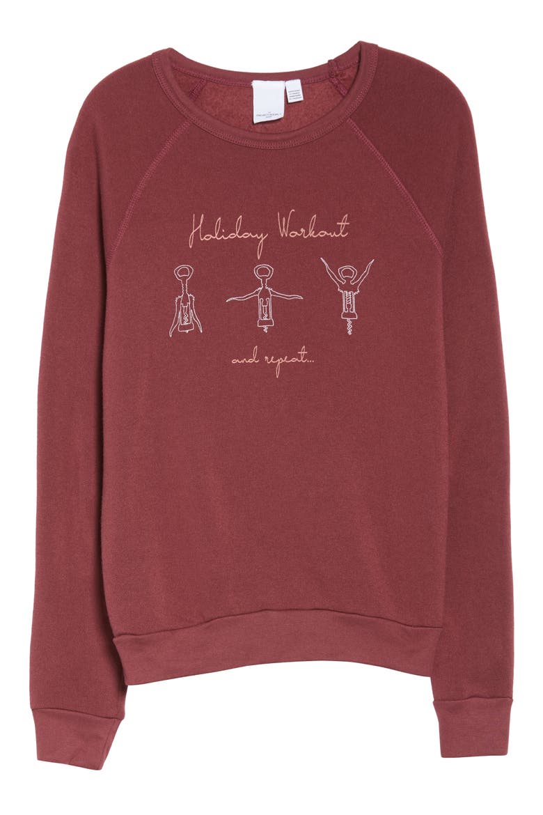Holiday Workout Lounge Top, Alternate, color, ANDORRA BURGUNDY