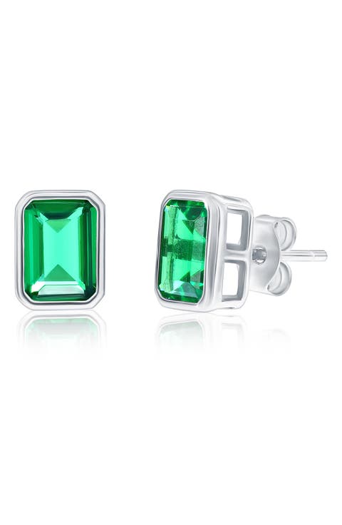 Birthstone Cubic Zirconia Stud Earrings