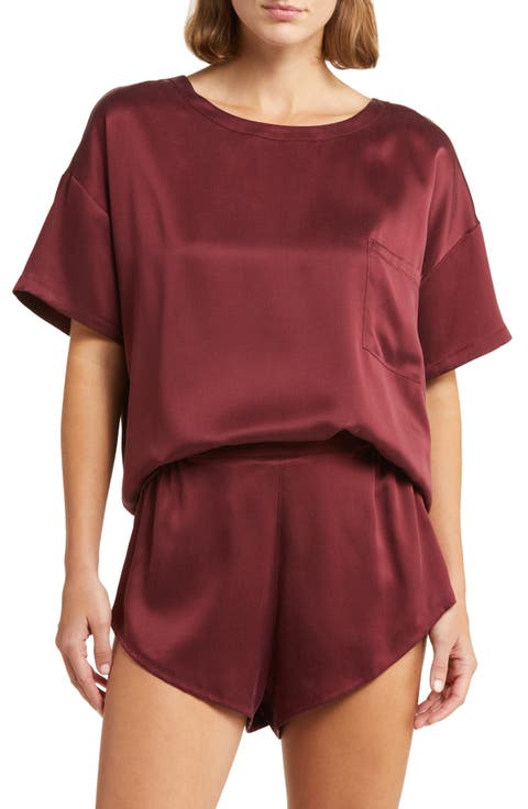 Washable Silk Tee Short Pajamas (Regular & Plus)