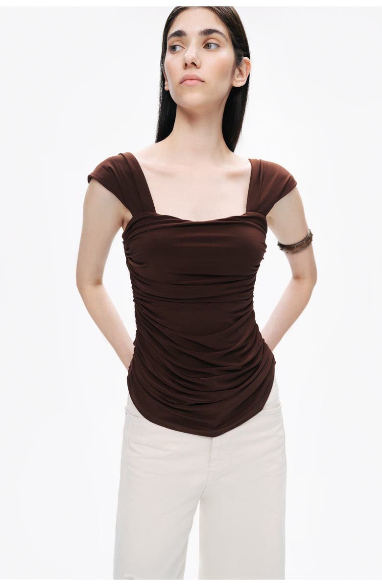 Nocturne Thick Strap Draped Detail Blouse, Alternate, color, 