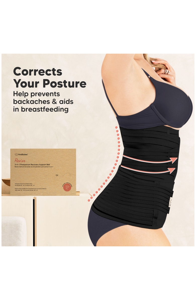 KeaBabies Revive 3-in-1 Postpartum Recovery Support Belt, Alternate, color, Midnight Black