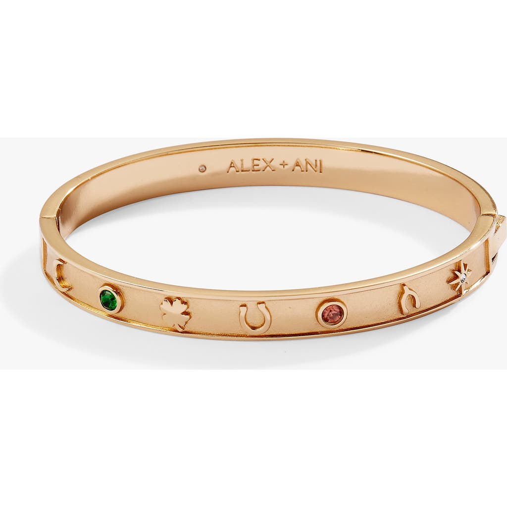 Alex And Ani Lucky Hinge Bangle Bracelet In Gold