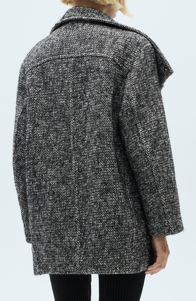 MANGO Double Breasted Marled Knit Coat, Alternate, color, Black