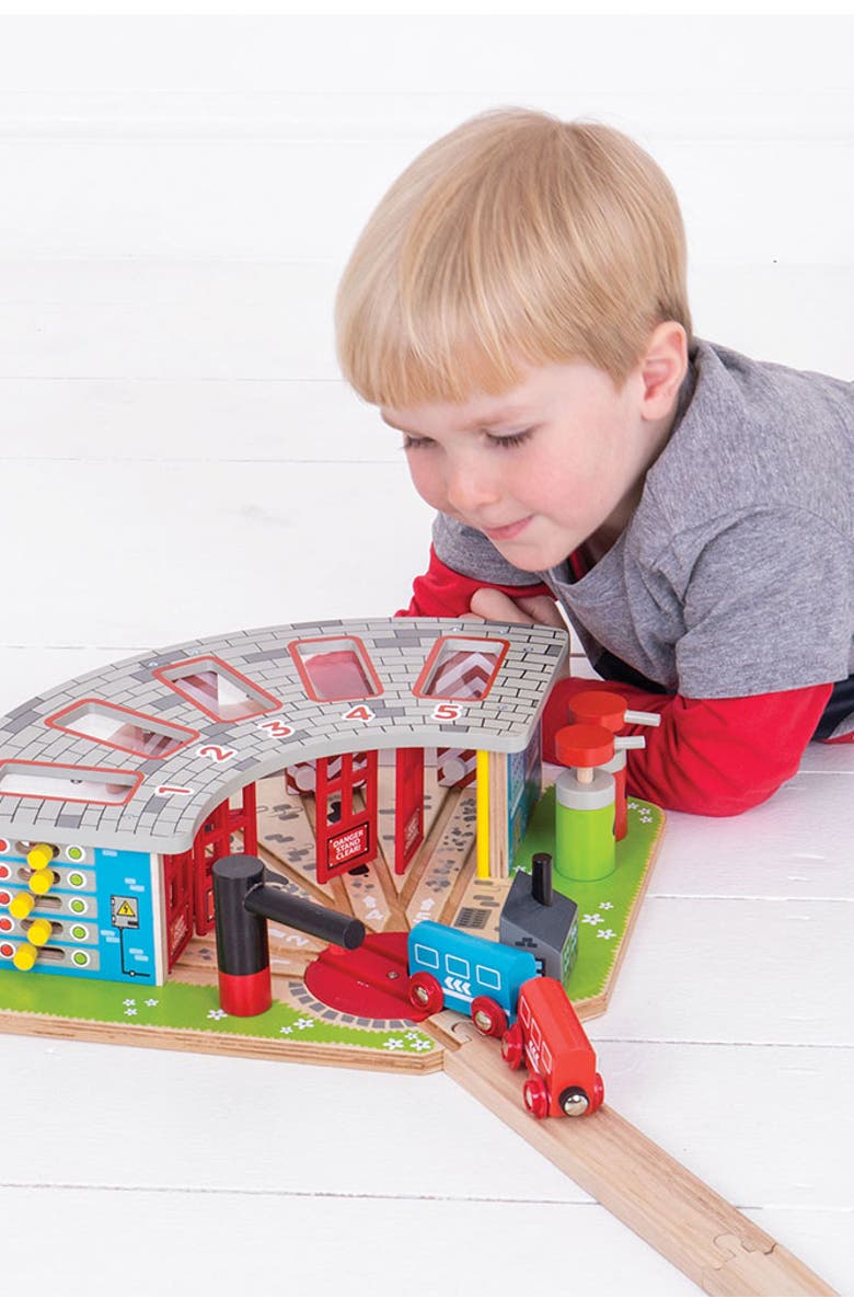 Bigjigs Rail Five Way Engine Shed, Alternate, color,