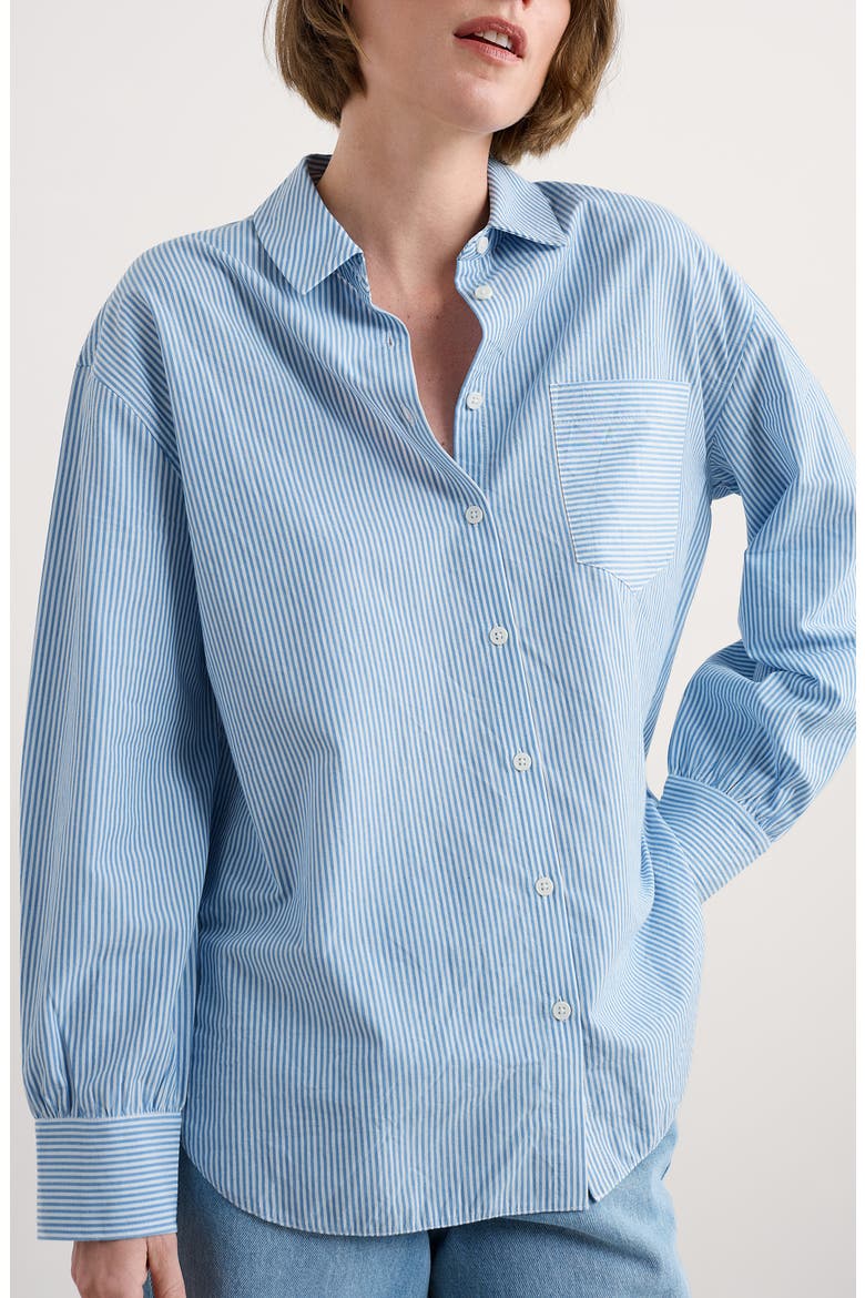Sea Path Oversize Organic Cotton Poplin Button-Up Shirt, Main, color, MINI SUNRISE SKIPPER