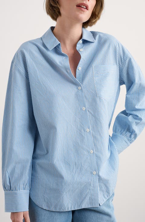Sea Path Oversize Organic Cotton Poplin Button-Up Shirt