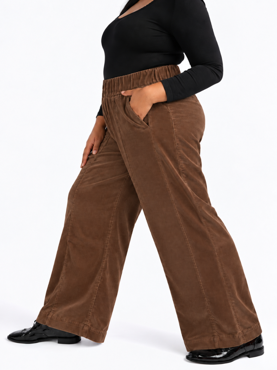 SEE ROSE GO Multitasker Corduroy Wide Leg Plus Size Pant (Women ...