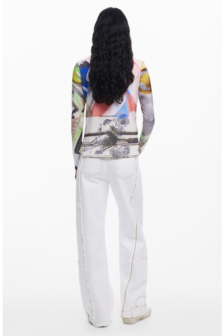 Abstract Print Button-Up Shirt, Alternate, color, WHITE MULTI