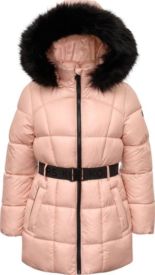 Adidas on sale Belted Puffer Vest with Faux Fur Hood