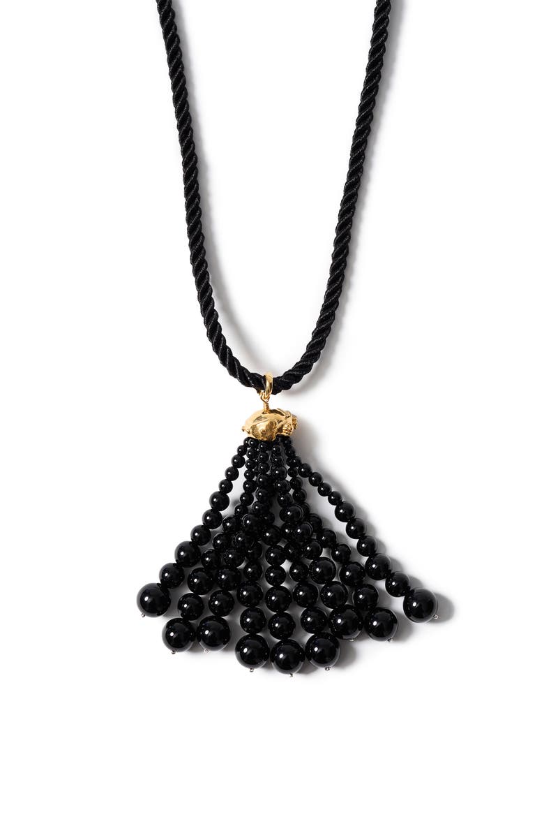 Octopus Onyx Tassel Necklace, Main, color, ONYX