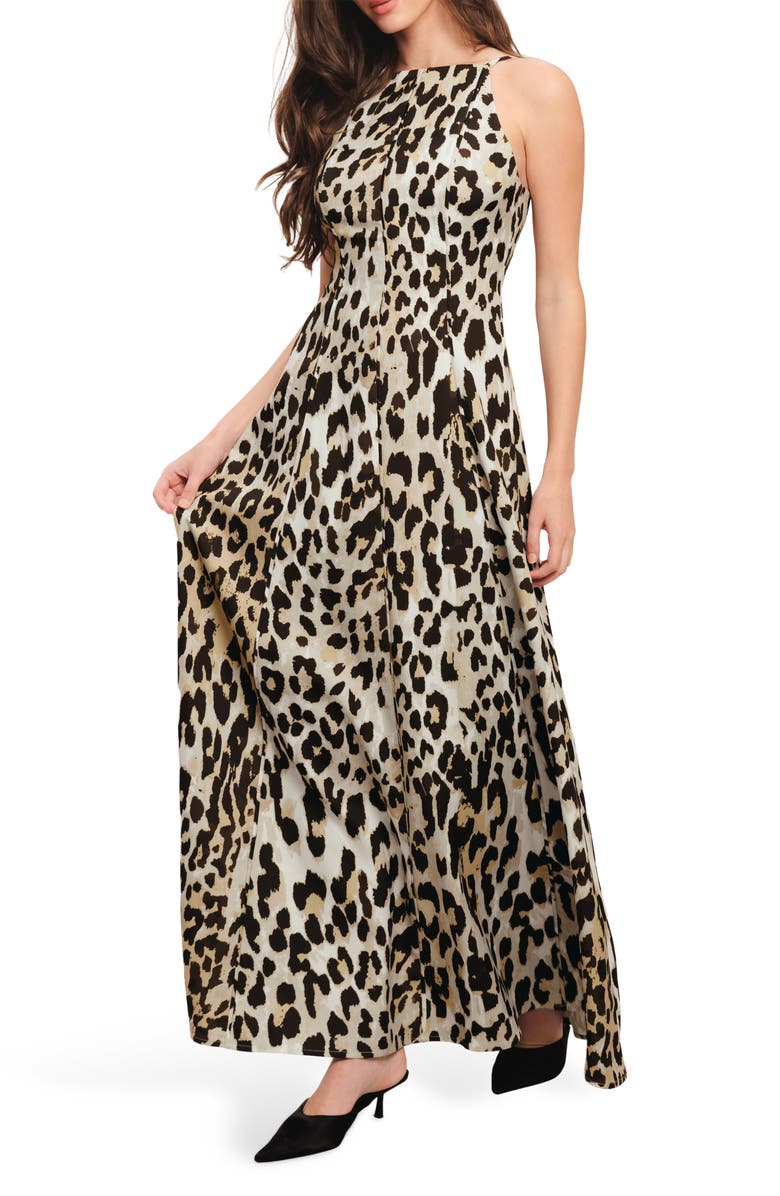 FLYING TOMATO Leopard Print Maxi Dress, Alternate, color, 
