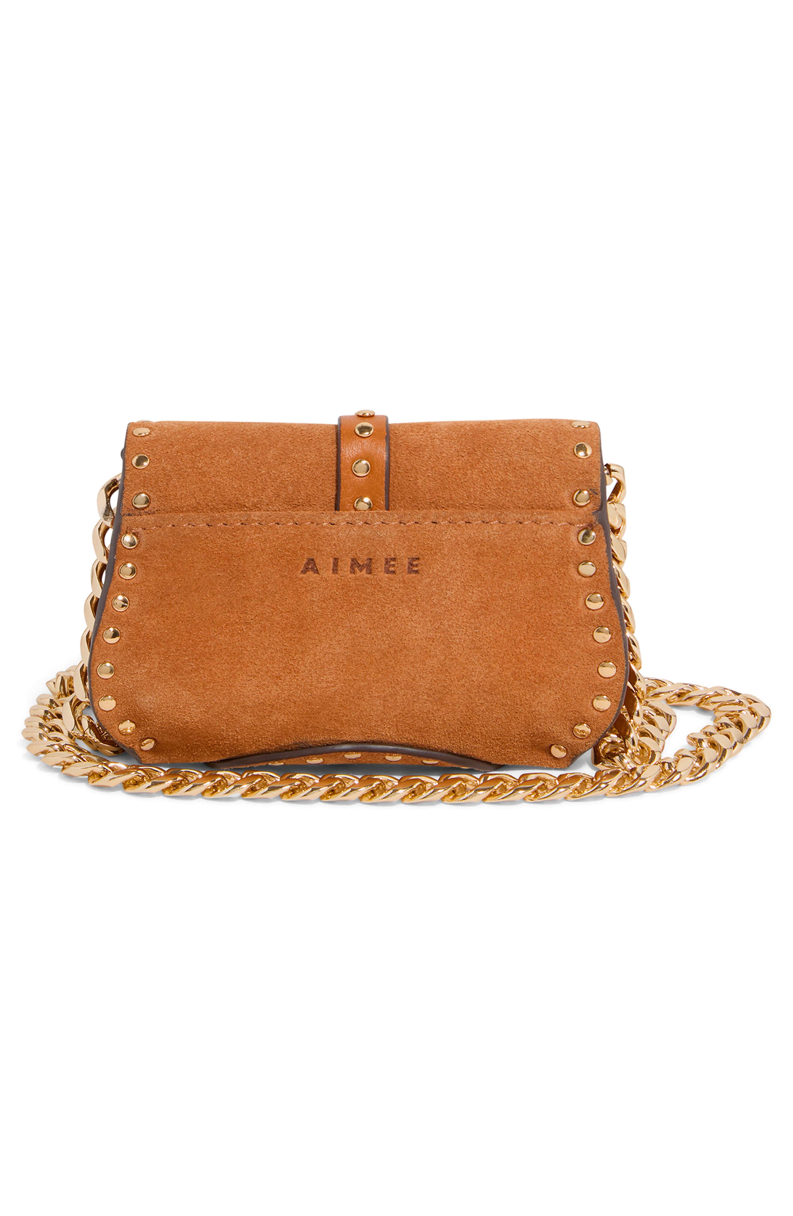 AIMEE Micro Armour Suede Crossbody Bag, Alternate, color, Rustic Caramel Suede