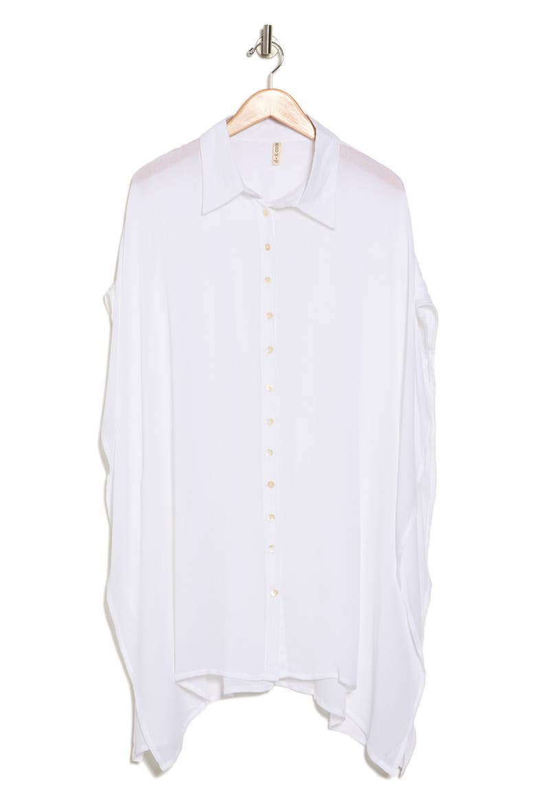 Sharkbite Button-Up Coverup, Alternate, color, WHITE