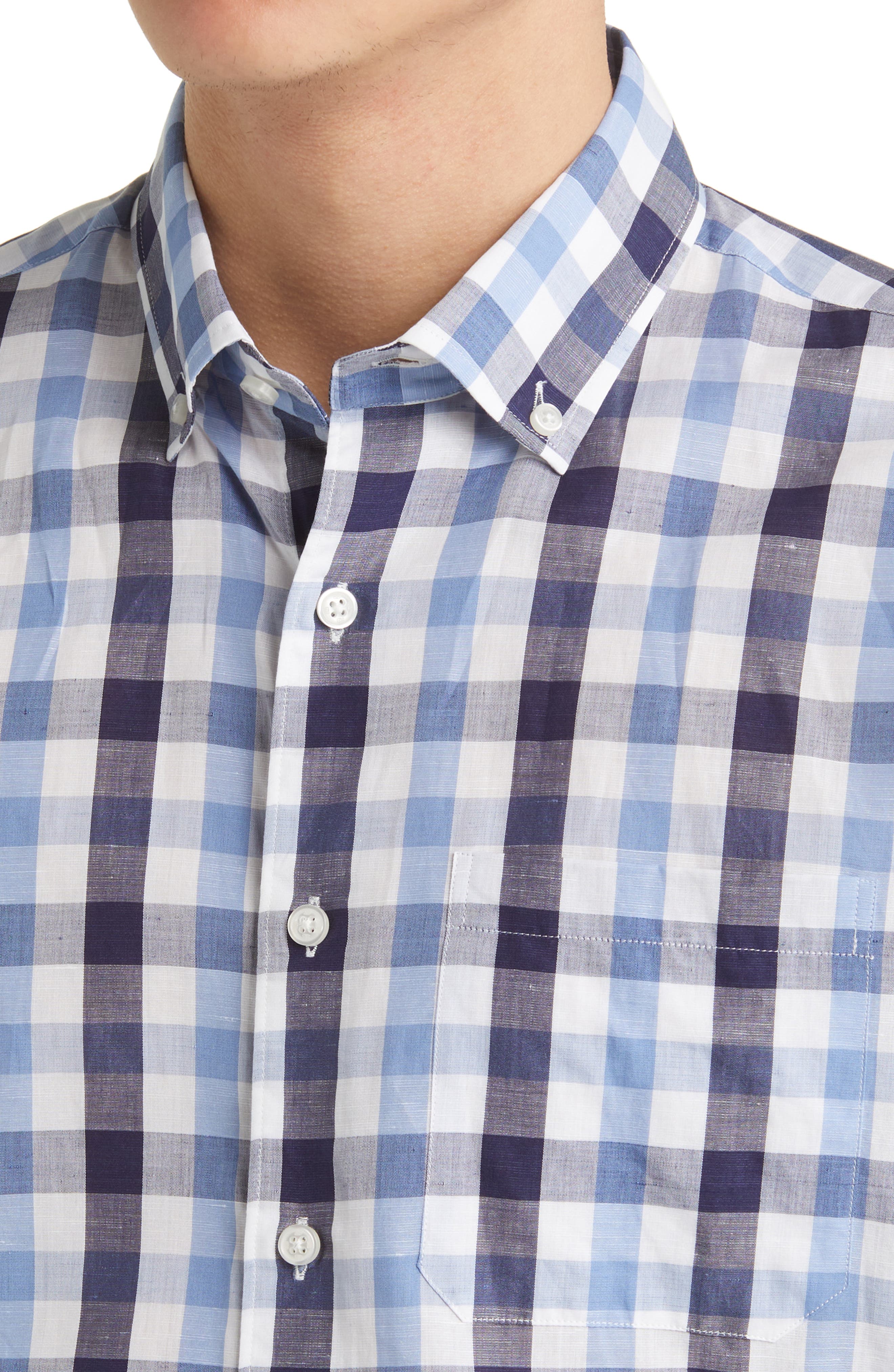 Scott Barber Gingham Slub Cotton Chambray Button-Down Shirt (Men ...