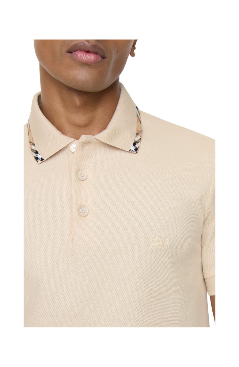 Burberry Check Trim Cotton Polo Shirt, Alternate, color, Calico Beige