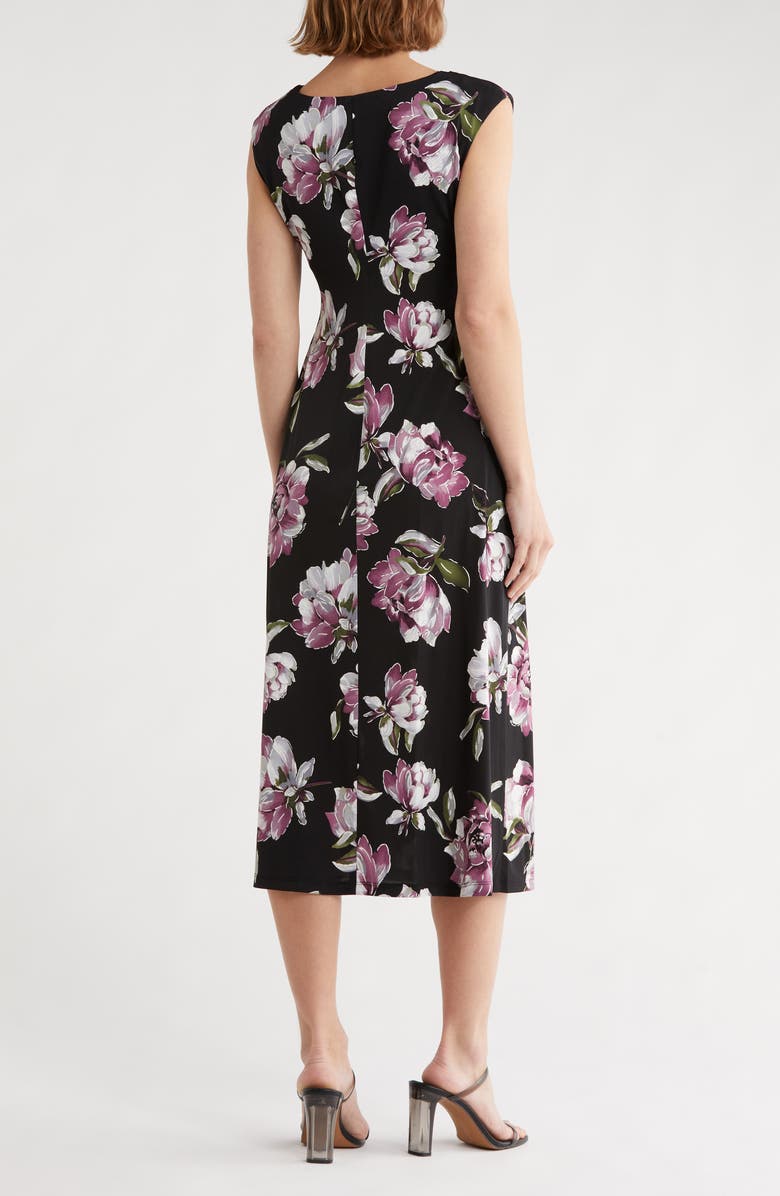 Connected Apparel Drape Neck Midi Dress, Alternate, color, Plum