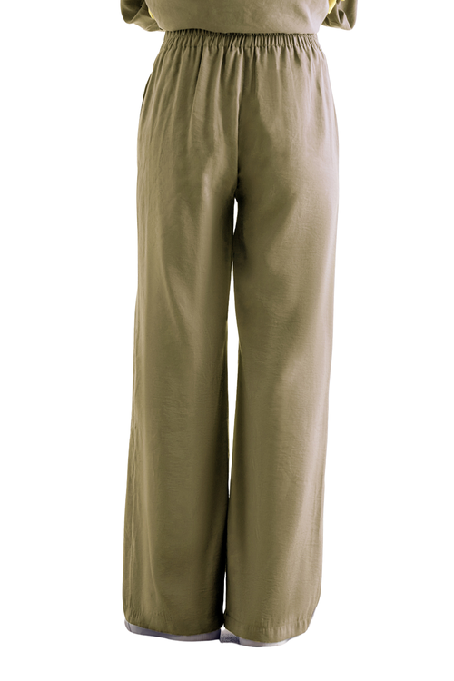 Mizalle Light Weight Elastic Trousers In Green
