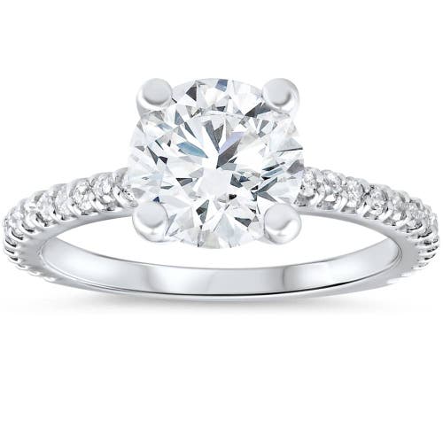 Bliss Diamond 3 Carat Diamond Engagement Solitaire Ring 14k Gold Lab Grown Round Cut In 14k White Gold