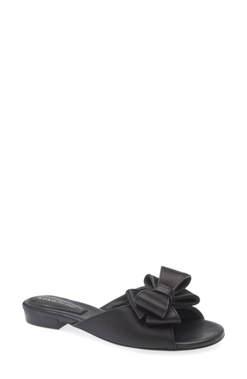 KOKO + PALENKI Dara Bow Slide Sandal in Black Satin 