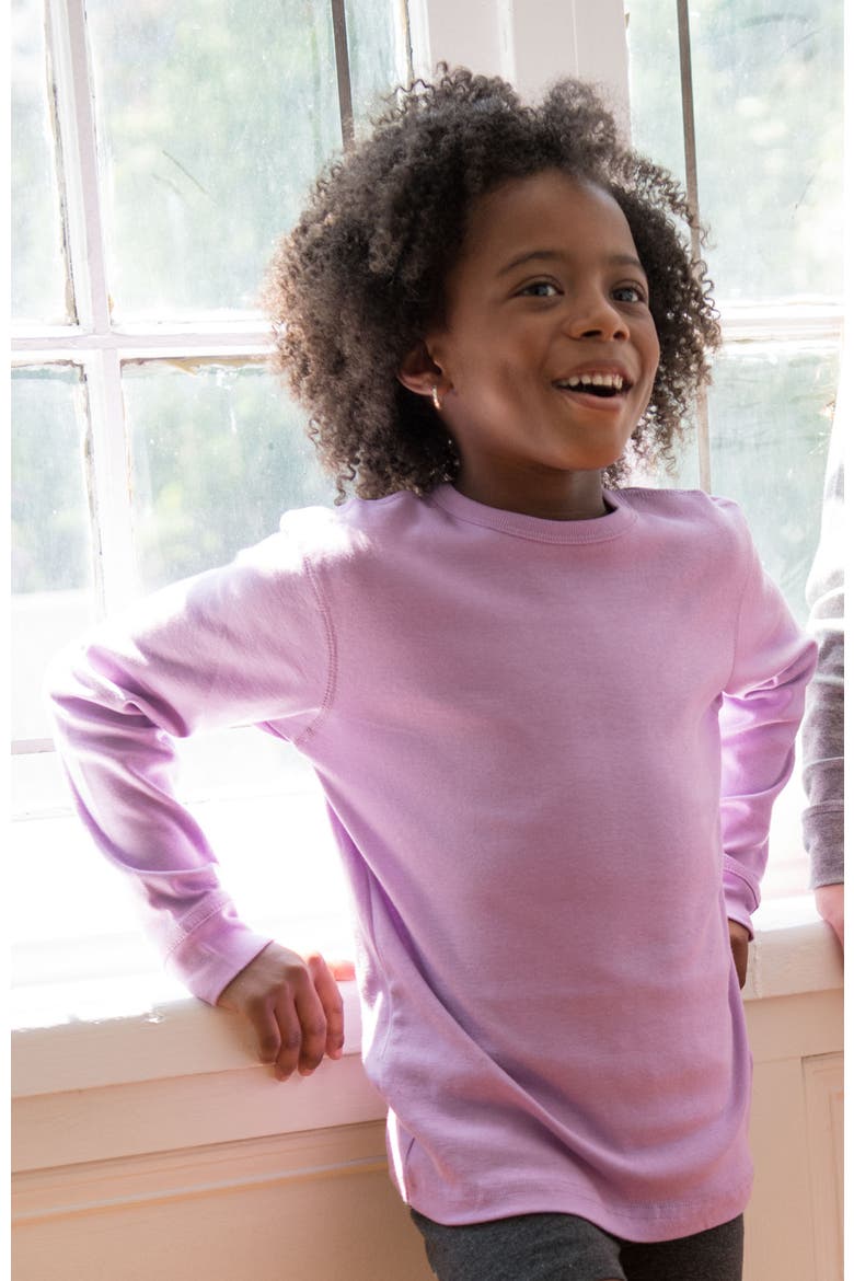 Kids Long Sleeve T-Shirt, 100% Cotton, Solid Colors, Alternate, color, PURPLE