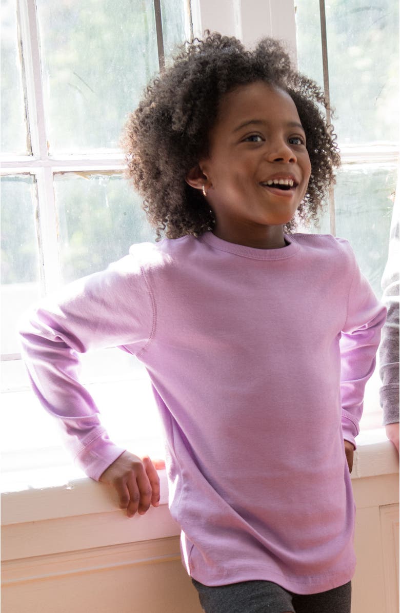 Leveret Kids Long Sleeve T-Shirt, 100% Cotton, Solid Colors, Alternate, color, Purple