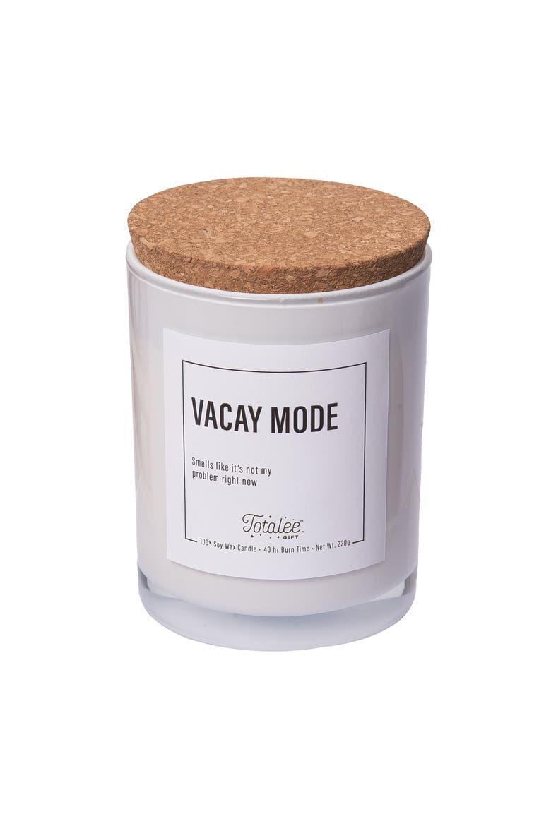 Vacay Mode Soy Candle Wax White 8.46 oz Burn Time 40, Main, color, White