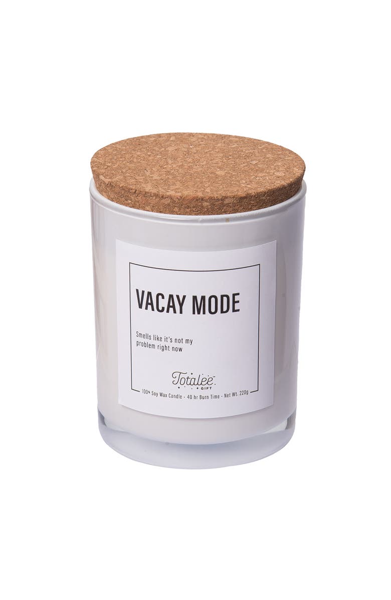 Totalee Gift Vacay Mode Soy Candle Wax White 8.46 oz Burn Time 40, Main, color, White