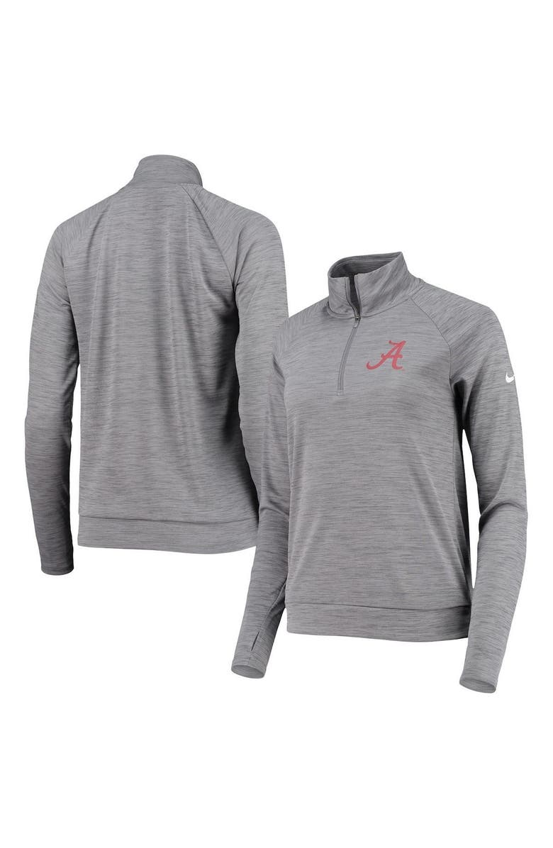 Nike Women's Nike Heathered Gray Alabama Crimson Tide Pacer Raglan Performance Quarter-Zip Jacket, Main, color, 