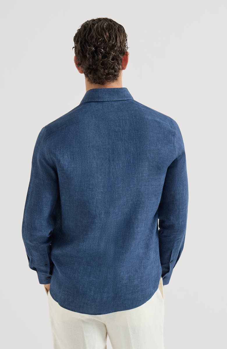 Brunello Cucinelli Délavé linen shirt, Alternate, color, Navy Blue