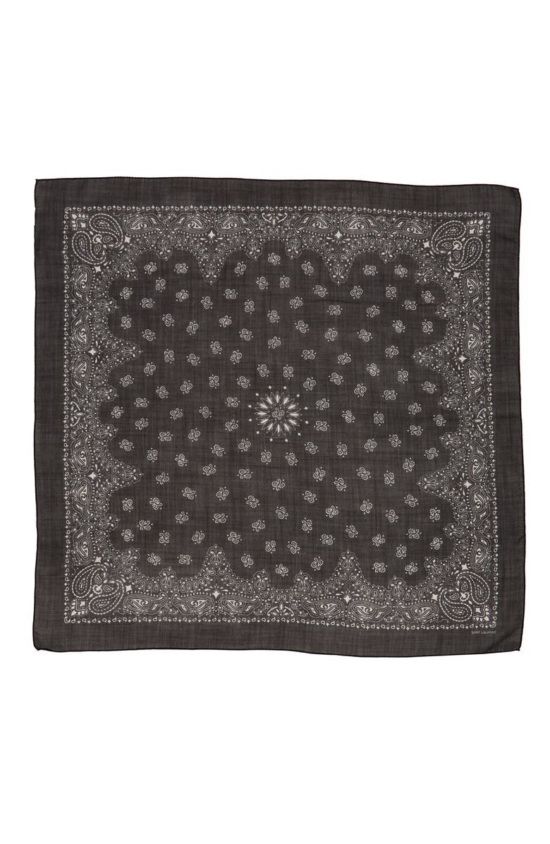 Saint Laurent Bandana Print Wool Scarf, Alternate, color,
