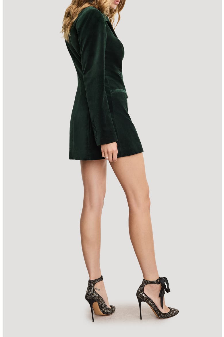 Exec Velvet Blazer Minidress, Alternate, color, PINE GREEN003