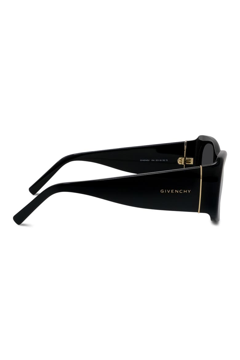 53mm Geometric Sunglasses, Alternate, color, SHINY BLACK / SMOKE