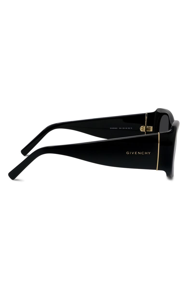 Givenchy 53mm Geometric Sunglasses, Alternate, color, Shiny Black / Smoke