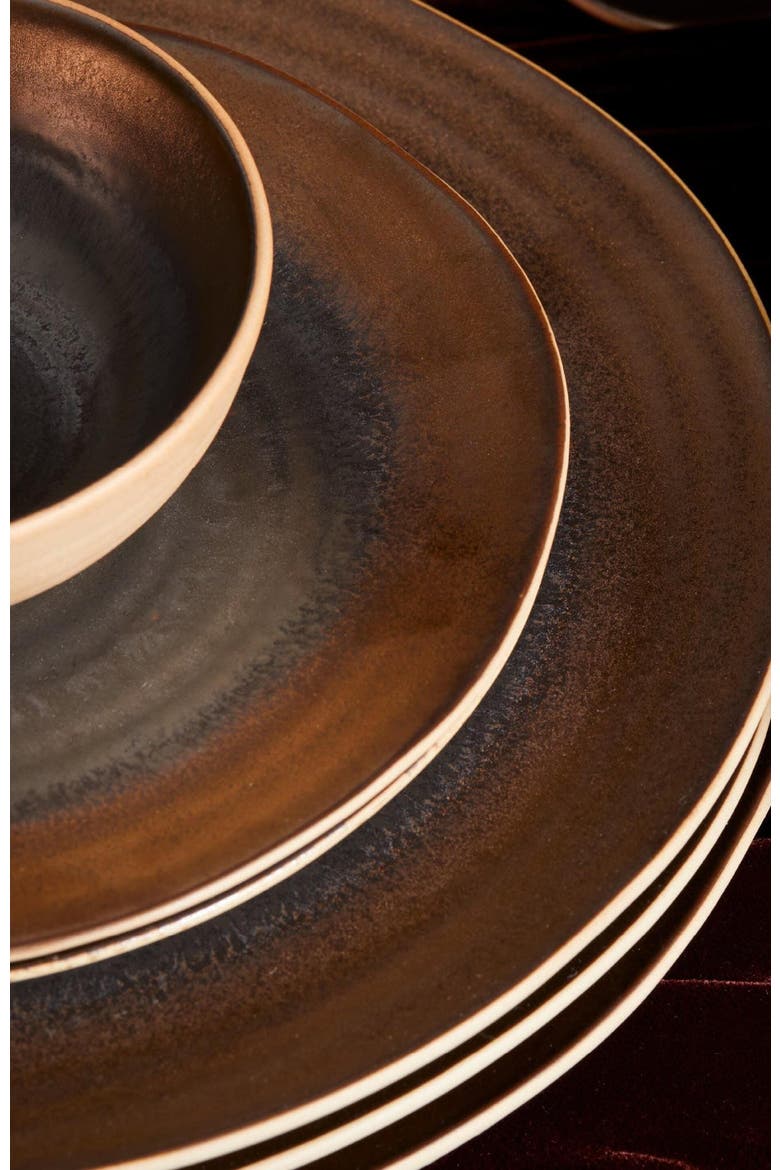 Akita Stoneware 4-Piece Dinner Plate Set, Alternate, color, Copper