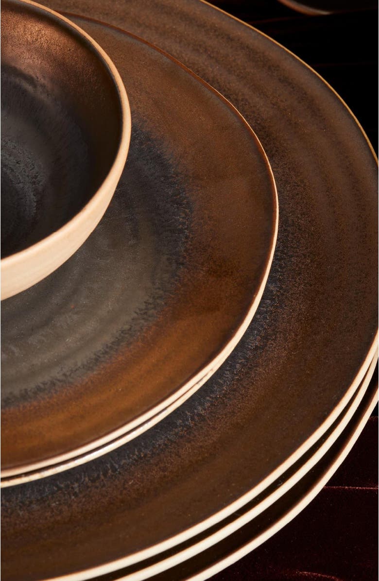 LEMIEUX ET CIE Akita Stoneware 4-Piece Dinner Plate Set, Alternate, color, Copper