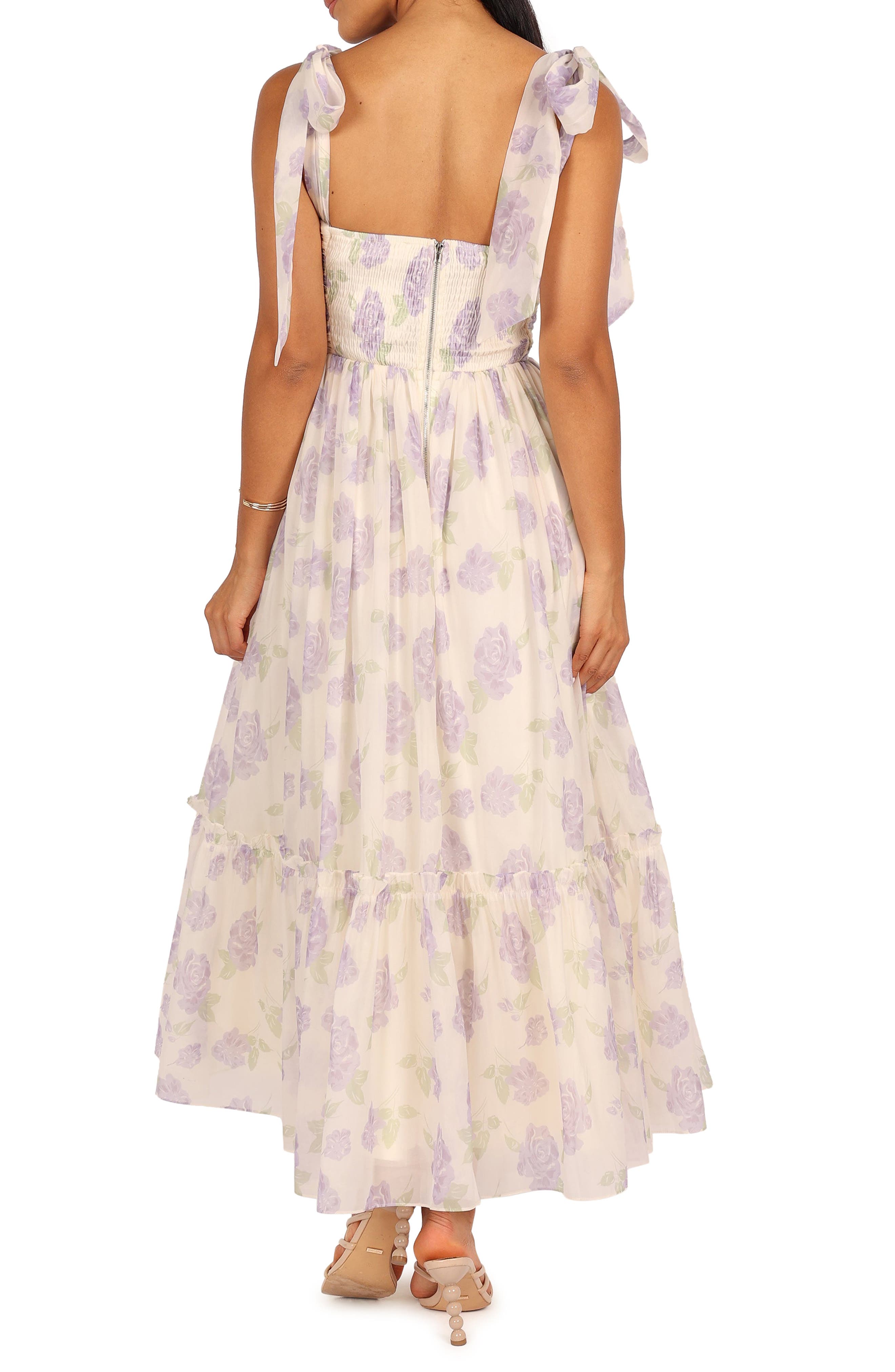 floret bow strap sweetheart neck maxi dress Petal and Pup Women's Floret Midi Dress
