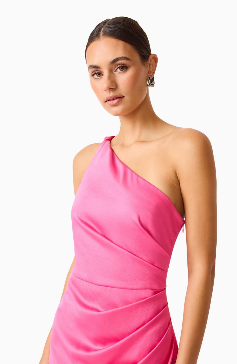 Elliatt Biarritz One-Shoulder Satin Gown, Alternate, color, Magenta Pink