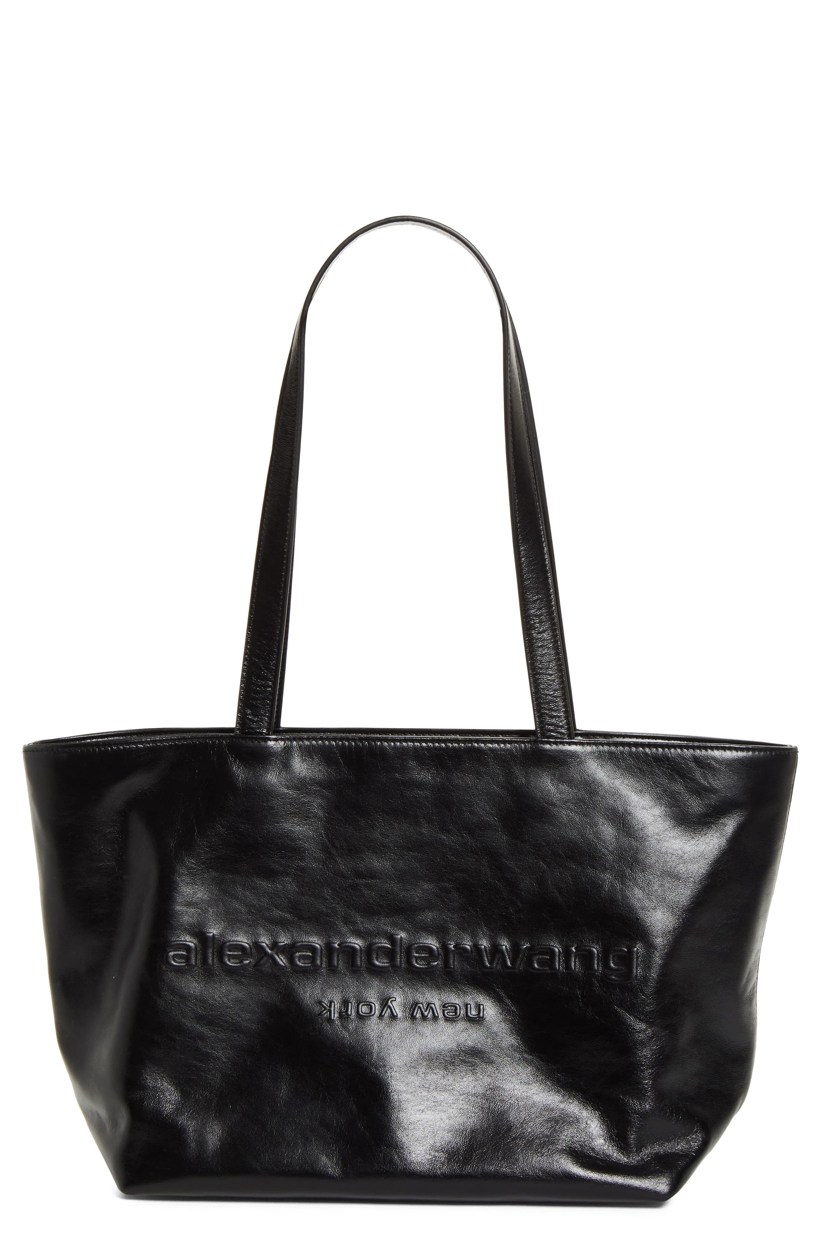 Alexander Wang Medium Punch Leather Tote Bag, Main, color, Black