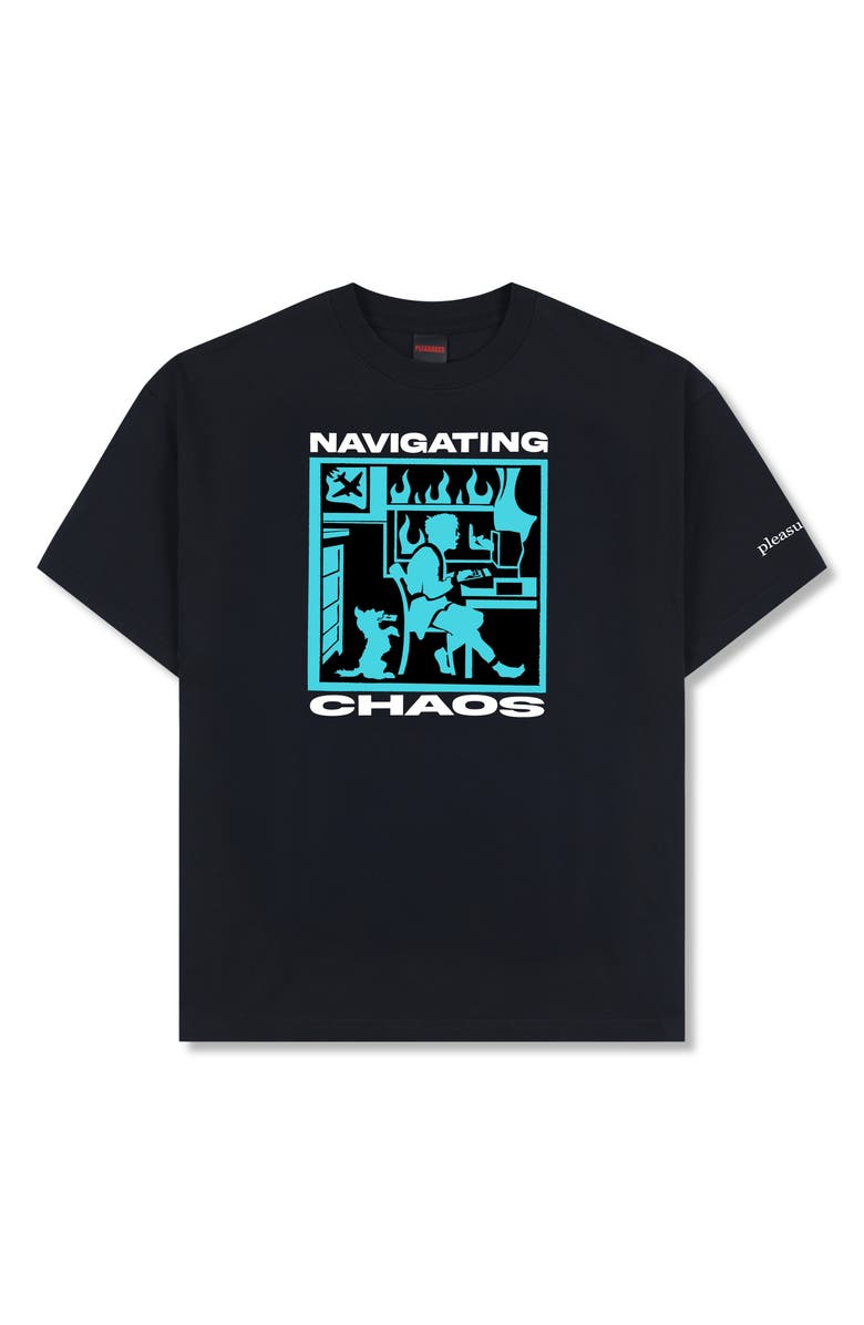 PLEASURES Navigate Graphic T-Shirt, Main, color, Black