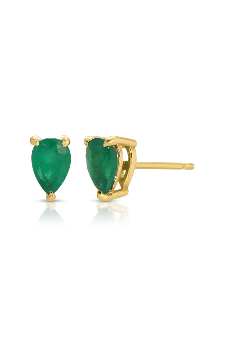 Emerald Pear Stud Earrings, Main, color, GOLD