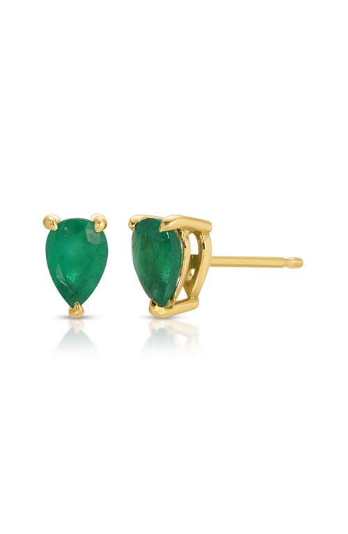 Ef Collection Emerald Pear Stud Earrings In Green