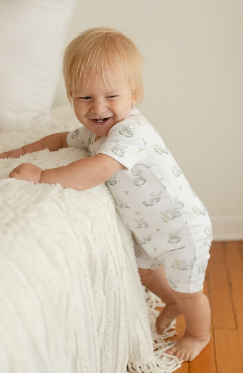 L'ovedbaby Baby Panda Short Sleeve Organic Cotton Romper, Alternate, color, 