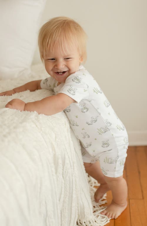 L'ovedbaby Baby Panda Short Sleeve Organic Cotton Romper In Baby Panda