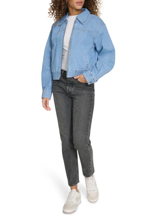 Levi's Women's Western Zip-front Denim Bomber Jacket In Light Wash Denim