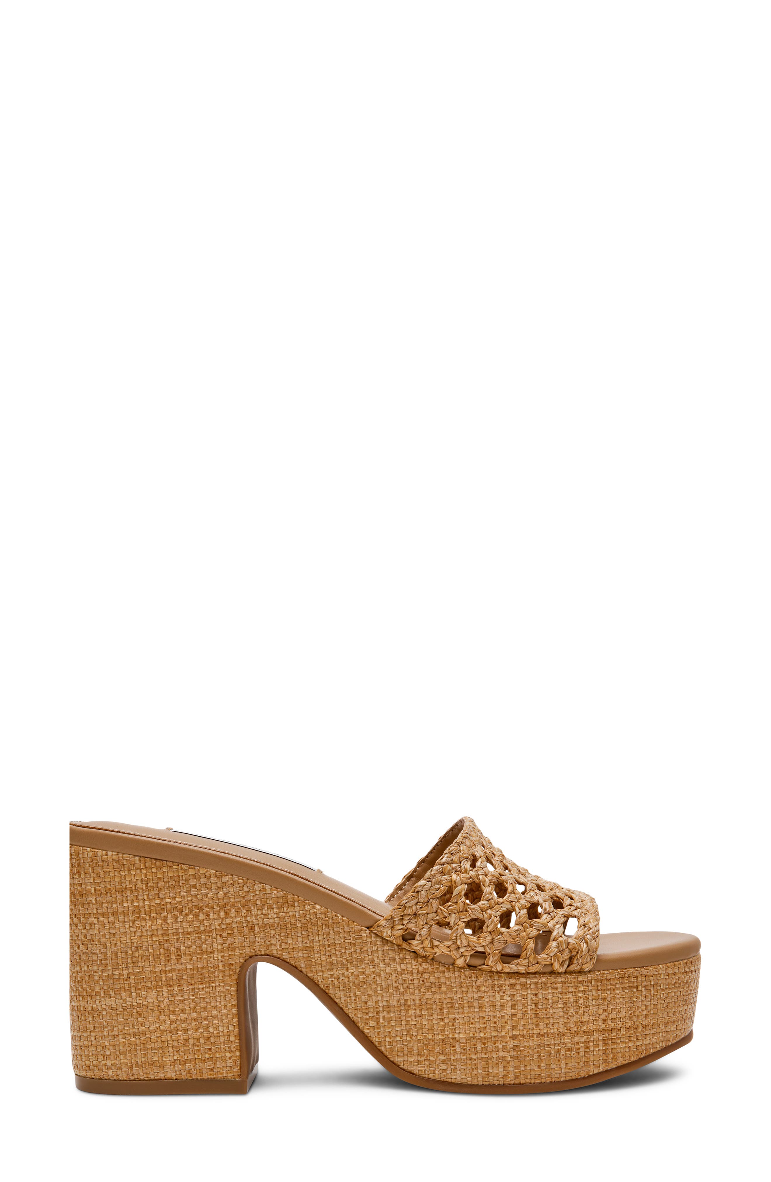 Steve Madden Torch Platform Slide Sandal, Alternate, color, Natural Raffia